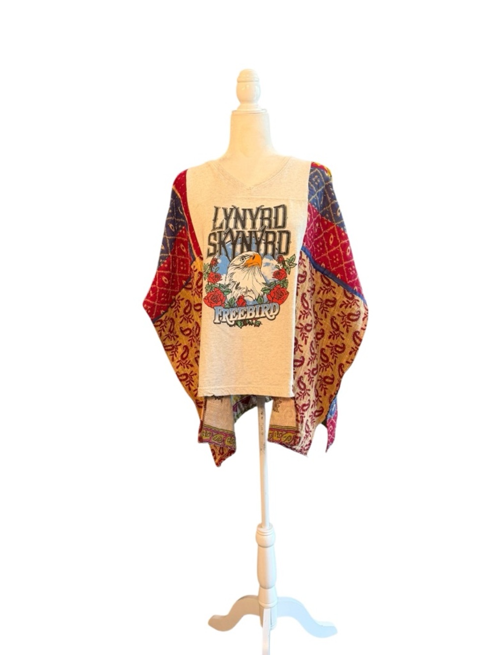 Handcrafted Upcycled Lynyrd Skynyrd Kantha Tunic NWT One Size - Picture 6 of 11